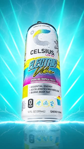 Celsius 'Electric Vibe' limited-edition Meta ad, one concept cloned across roughly 30 ad units