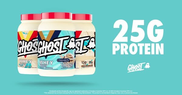 Ghost WHEY protein Meta ad, live 496 days, part of a durable product-line catalog