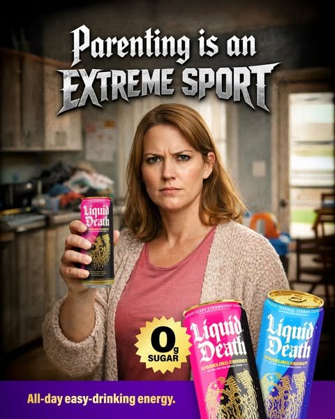 Liquid Death Meta ad 'Go Ahead. Have Another.' promoting its Sparkling Energy line, live 58 days