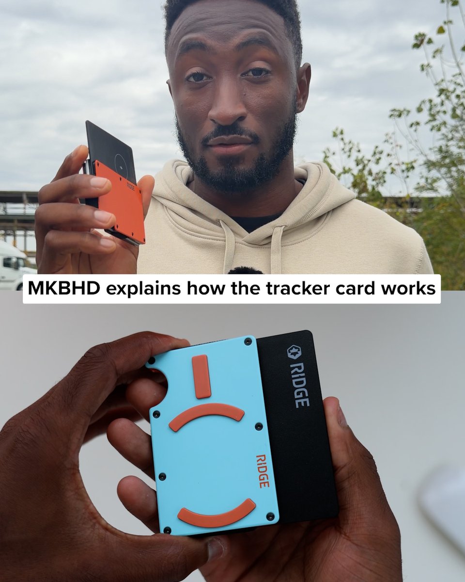 Ridge Meta video ad running 84 days, a creator demo with YouTuber MKBHD explaining the wallet tracker card, click to view the live ad in the Meta Ad Library