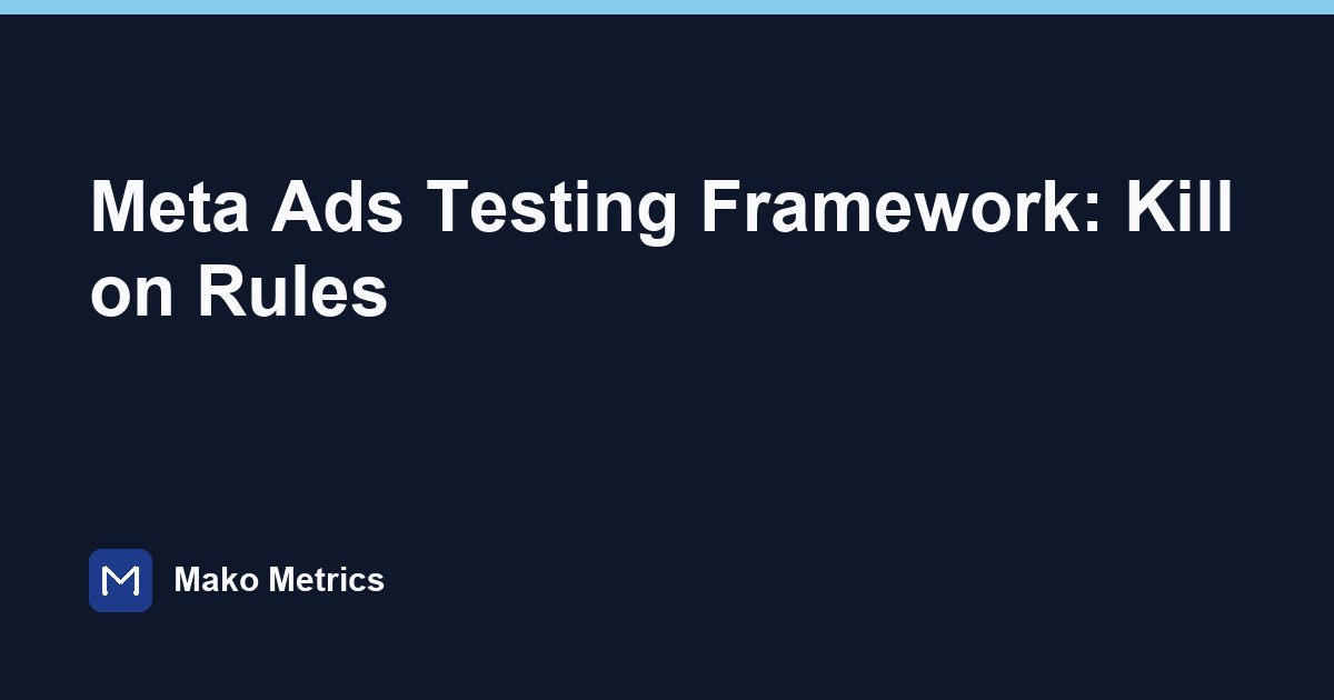 Meta Ads Testing Framework: A/B Test One Variable, Kill on Rules | Mako ...